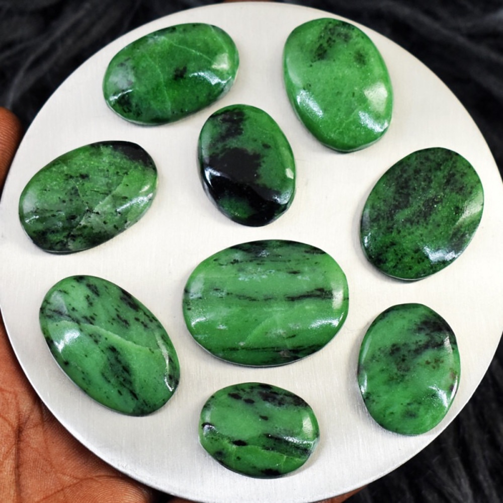 Natural Ruby Zoisite Cabochon: UV Black Light Reactive